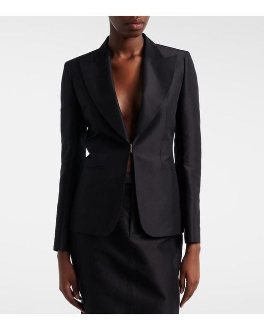 Gucci Black Silk Faille Blazer