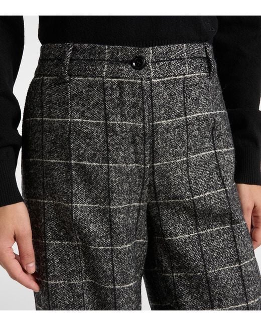 Dolce & Gabbana Gray High-Rise Wool-Blend Wide-Leg Pants