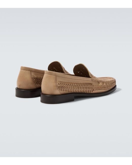 Brunello Cucinelli Brown Woven Leather Loafers for men