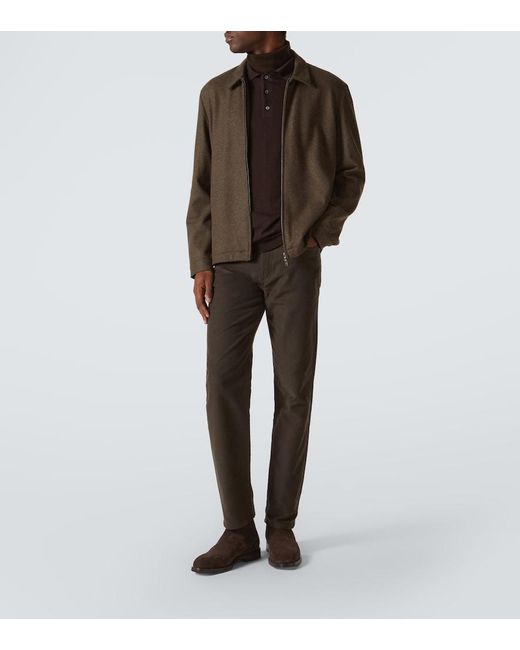 Zegna Gray Roccia Cotton And Cashmere Straight Pants for men