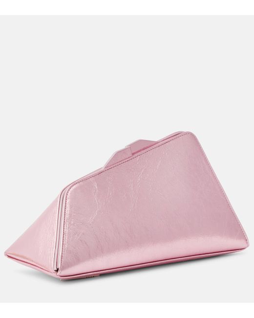 The Attico Pink 8.30 Pm Metallic Leather Clutch