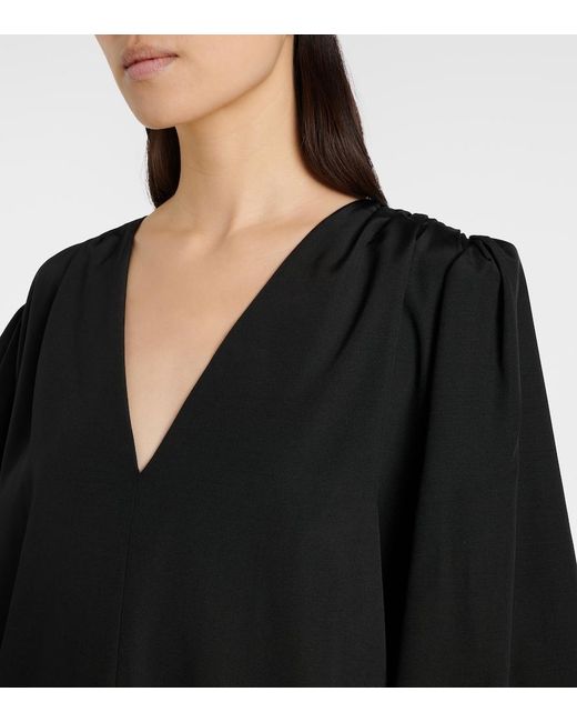 The Row Black Beauvoir Silk And Wool Maxi Dress
