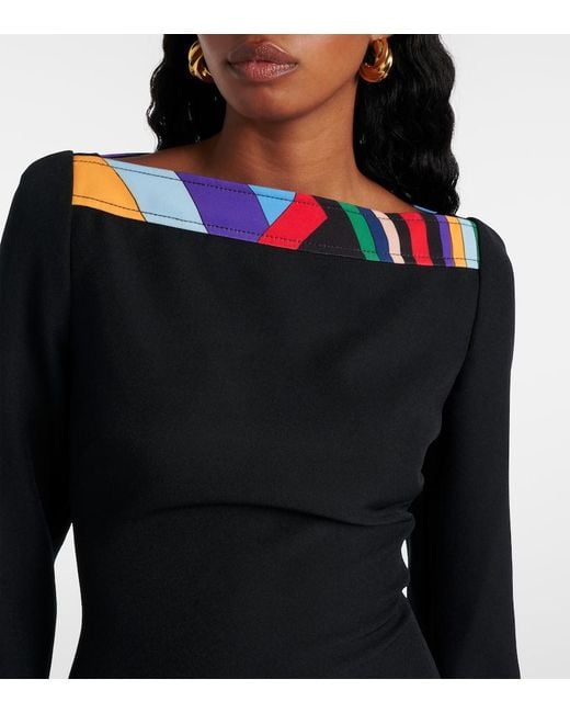 Emilio Pucci Black Cady Polyester Midi Dress