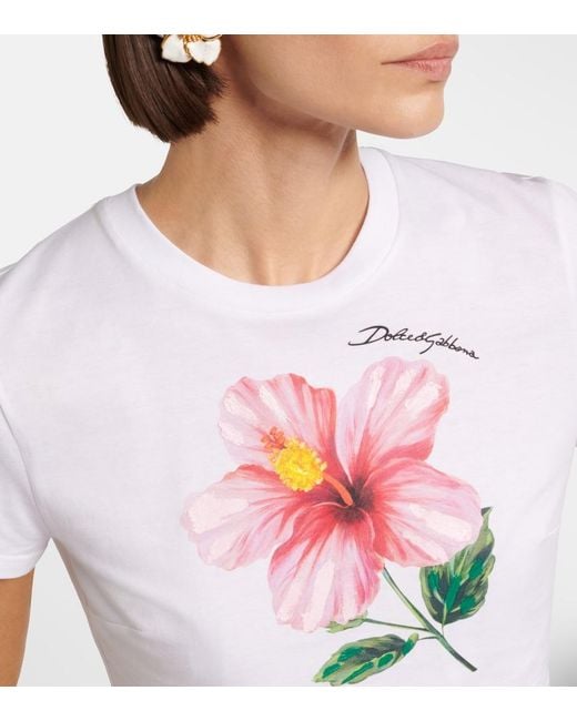 Dolce & Gabbana White Floral Cotton Crop Top