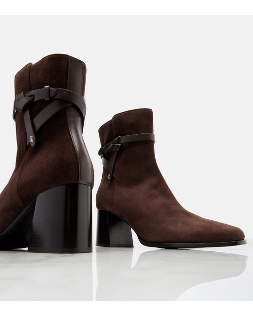 Jimmy Choo Brown Ankle Boots Lawton 65 Aus Veloursleder
