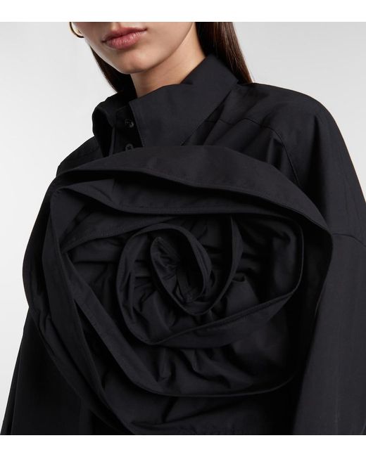 Dorothee Schumacher Blue Floral-Applique Oversized Cotton-Blend Shirt