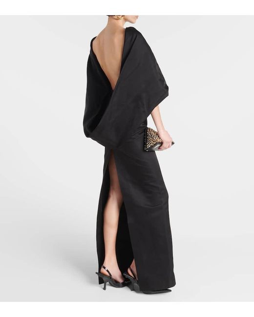 Vestido midi de seda con capa The Attico de color Black