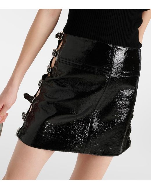 Minifalda de piel sintetica Courreges de color Black