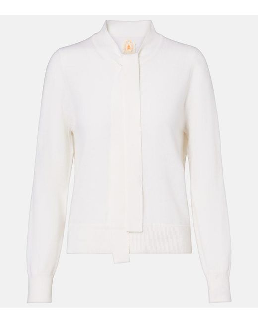 Jardin Des Orangers White Tie-Neck Wool And Cashmere Sweater