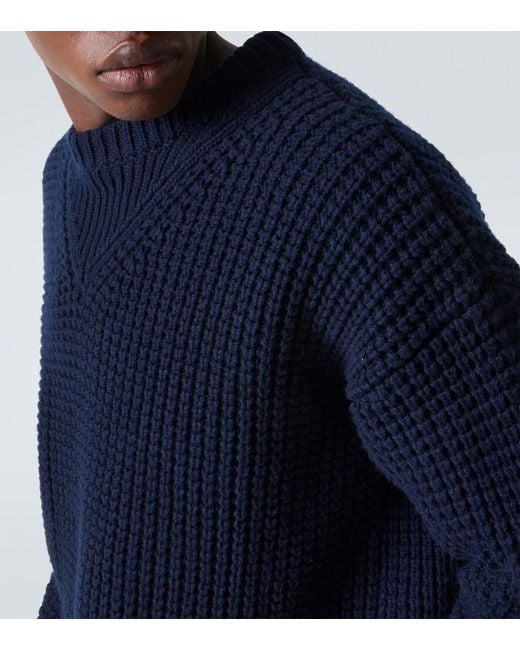 Jil Sander Blue Oversized Virgin Wool Sweater for men