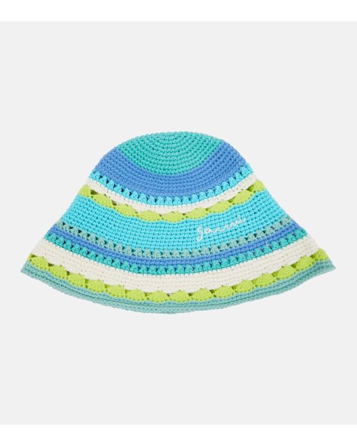Ganni Crochet Cotton Bucket Hat in Blue Lyst UK
