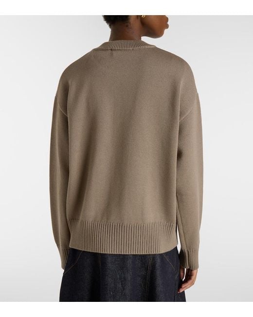 AMI Natural Ami De Cour Wool And Cotton Cardigan
