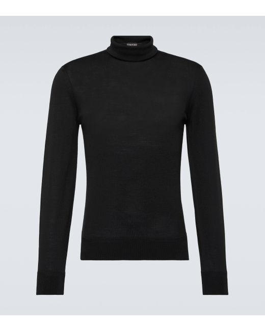 Tom Ford Black Wool Turtleneck Sweater for men