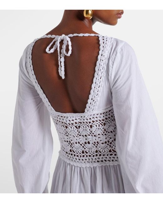Anna Kosturova White Victoria Crochet Cotton Poplin Dress
