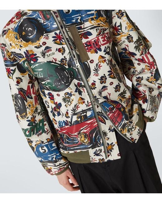 Sacai Multicolor Printed Cotton Bomber Jacket for men