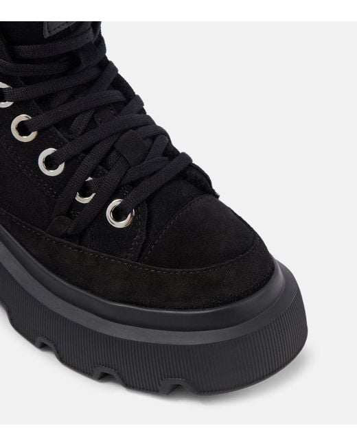 Inuikii Black Matilda Shearling-Lined Suede Lace-Up Boots