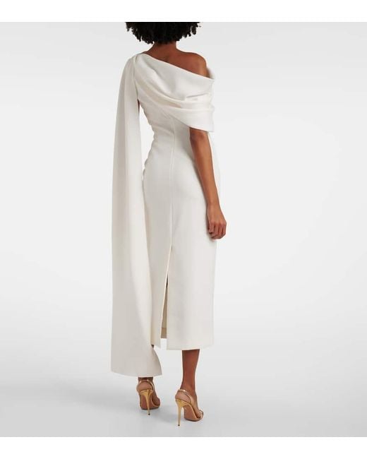 Roksanda White Bridal Maite Draped Caped Midi Dress
