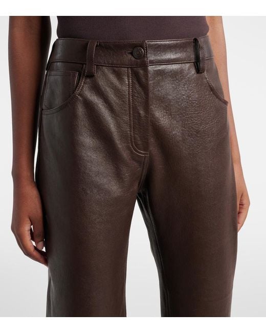 Magda Butrym Brown Leather Straight Pants
