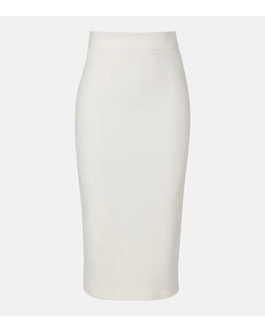 Safiyaa White Hokuku Crepe Pencil Skirt