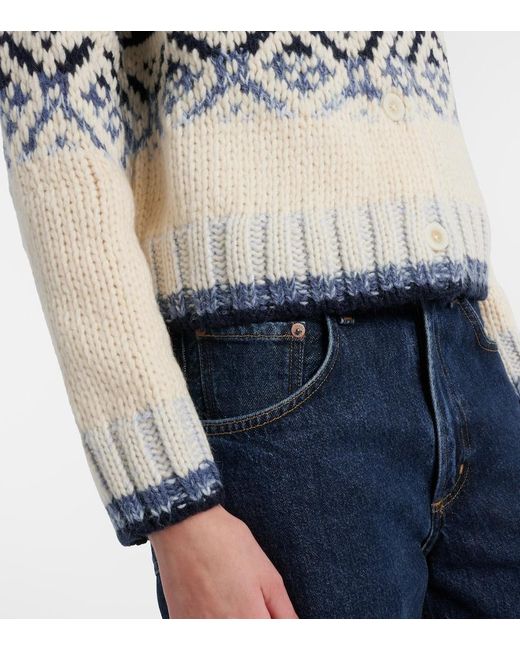Velvet White Tovah Fair Isle Wool-Blend Cardigan