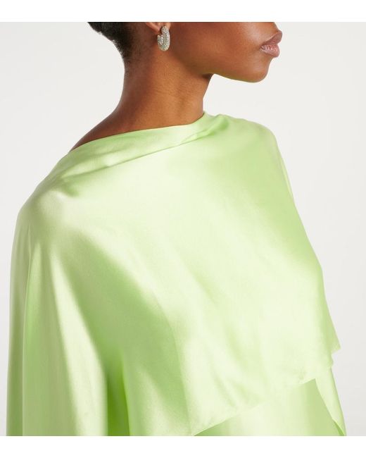 Roksanda Green Caped Satin Gown