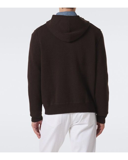 Allude Black Knitted Wool And Cashmere Zip-Up Hoodie for men