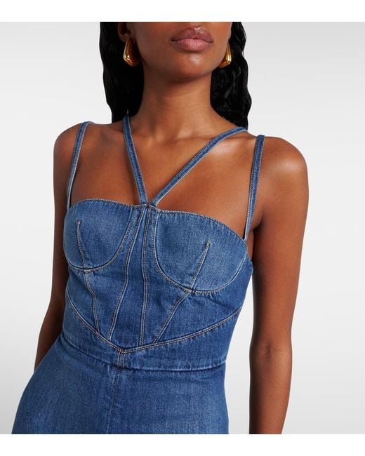 Nensi Dojaka Blue Denim Corset Dress