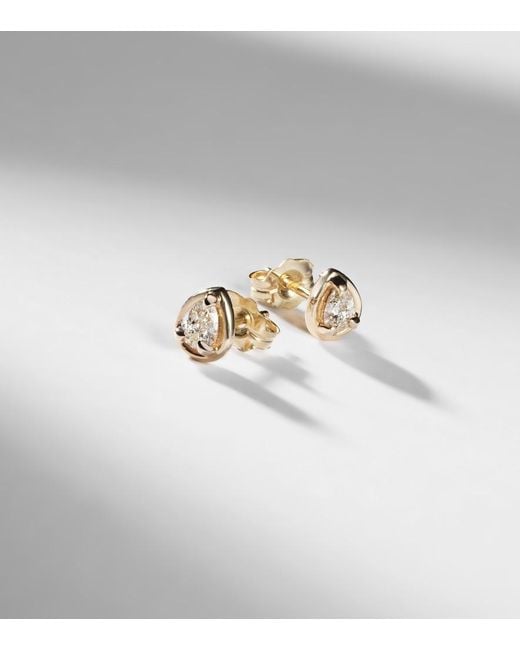 STONE AND STRAND White Birthstone Bonbon 14Kt Earrings With Diamonds