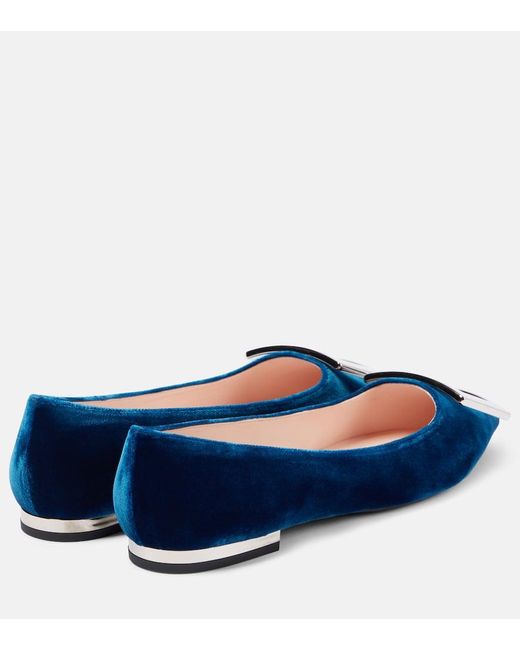 Roger Vivier Blue Velvet Ballet Flats