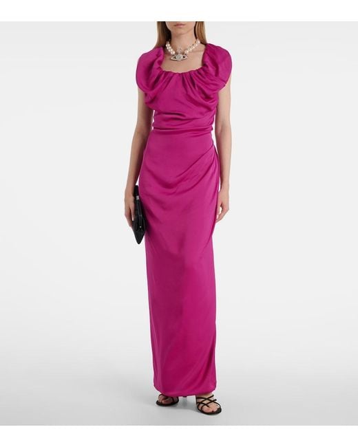 Vivienne Westwood Purple Long Ginnie Amber Draped Maxi Dress