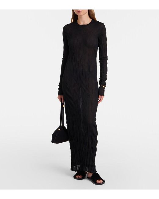 Totême Black Studded Velvet Slides
