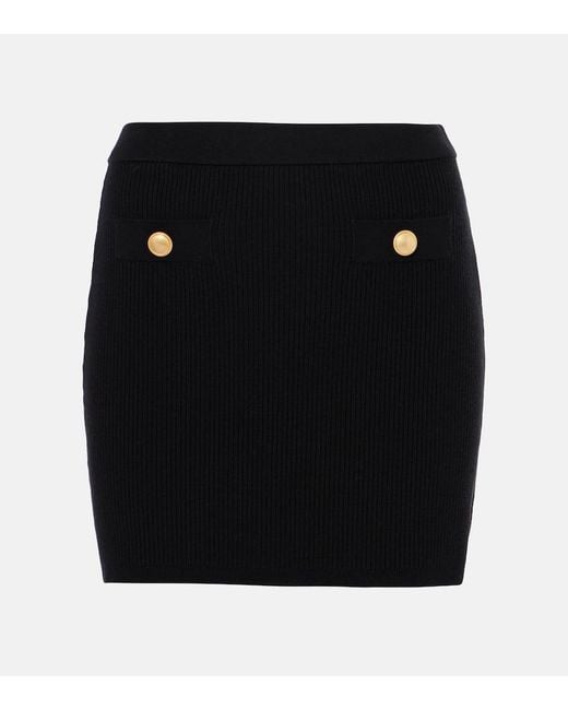 Alessandra Rich Black Wool And Cashmere Miniskirt