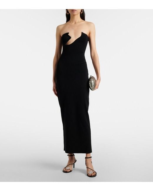 Christopher Esber Black Odessa Embellished Ribbed-Knit Midi Dress