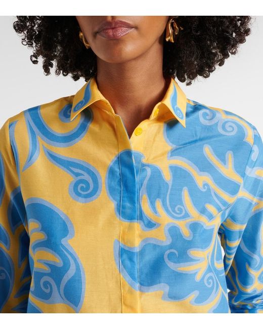 Etro Blue Printed Cotton And Silk Shirt