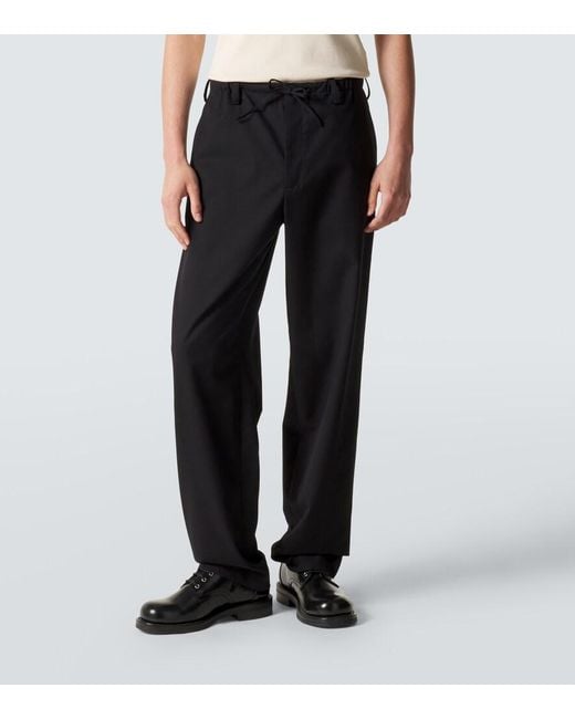 Dries Van Noten Black Cotton Straight Pants for men
