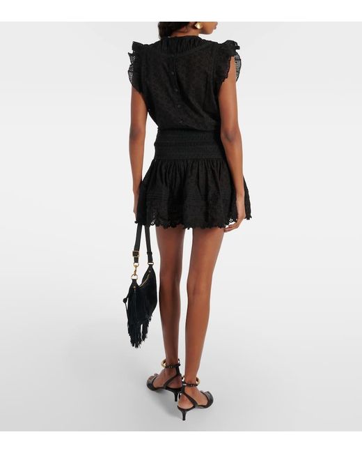 Poupette Black Galia Smocked Miniskirt