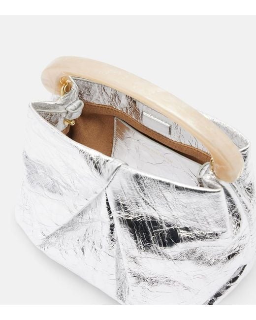 Dries Van Noten Crisp Mini Metallic Leather Top-Handle Bag