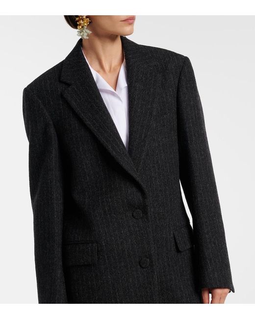 Dries Van Noten Black Pinstripe Wool Blazer