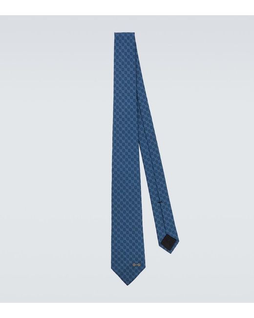 Gucci Blue Gg Silk Jacquard Tie for men