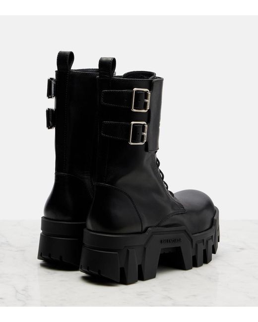 Balenciaga Black Bulldozer 25 Leather Platform Combat Boots