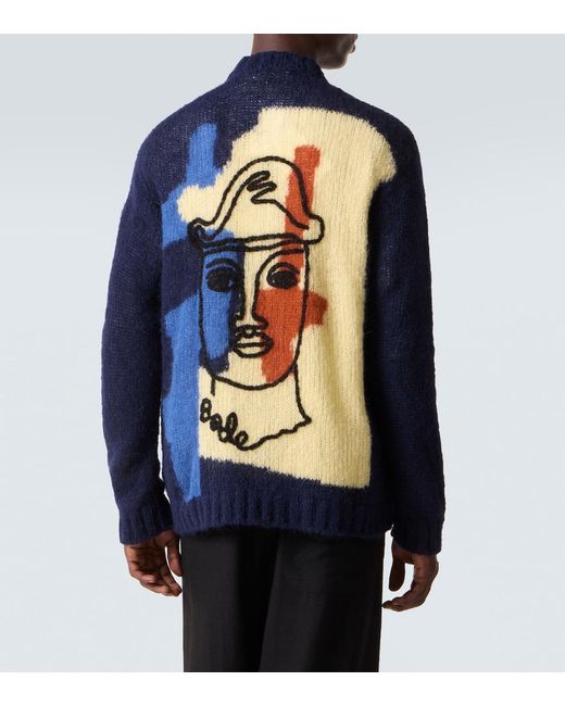 Bode Blue Chapeau Alpaca-Blend Cardigan for men