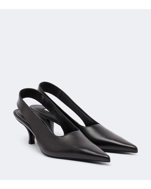 Totême Black Leather Slingback Pumps