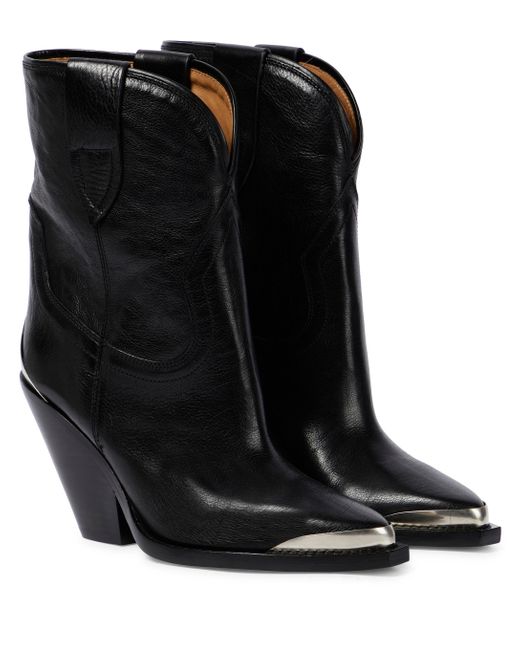 Isabel Marant Leyane Leather Cowboy Boots in Black | Lyst