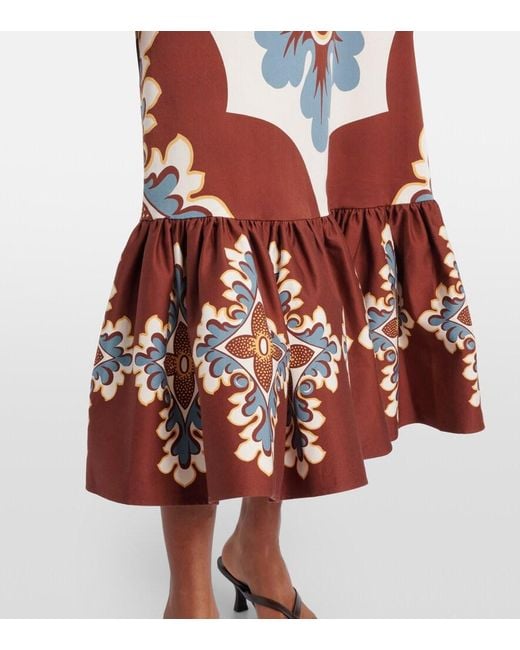 LaDoubleJ Red Gingerbread Cotton-Blend Midi Dress