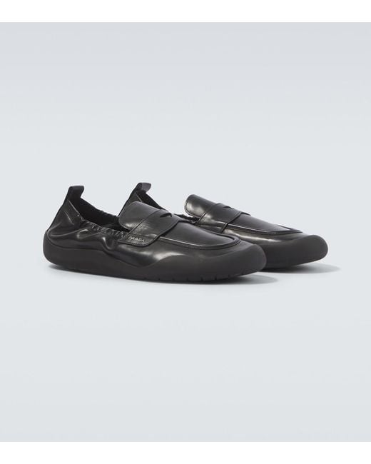 Prada Black Leather Loafers for men