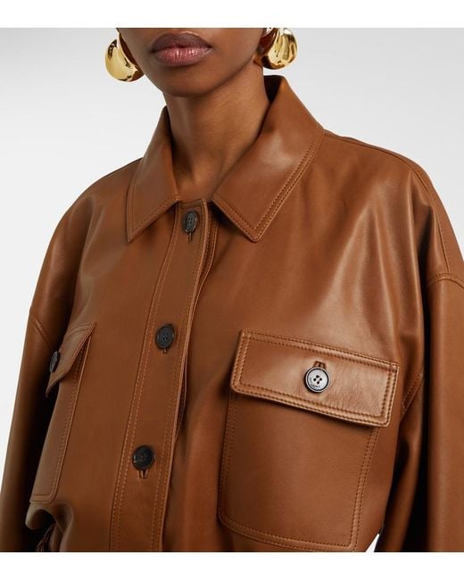 Saint Laurent Brown Saharienne Short Leather Jacket