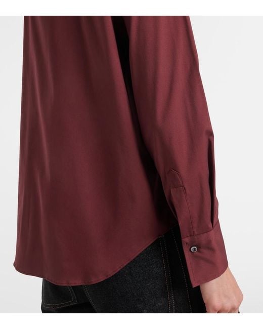 Brunello Cucinelli Red Monili Cotton-Blend Shirt