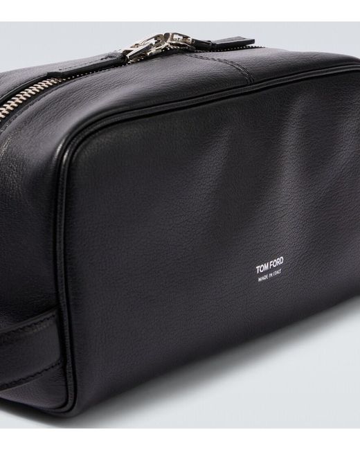 Tom Ford Black Logo Leather Toiletry Bag for men