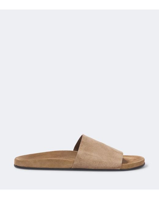 The Row White Hugh Suede Slides for men