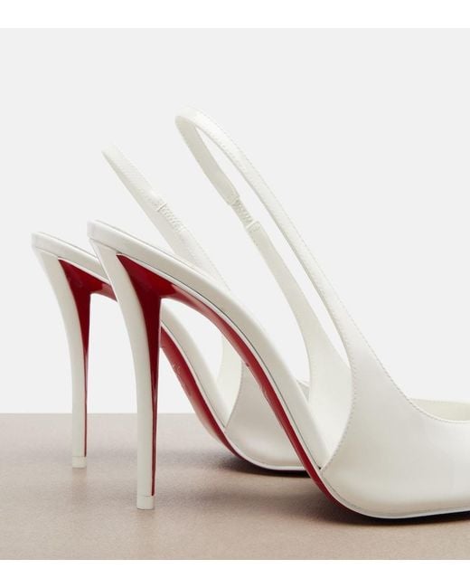 Christian Louboutin White Miss Z Patent Leather Slingback Pumps